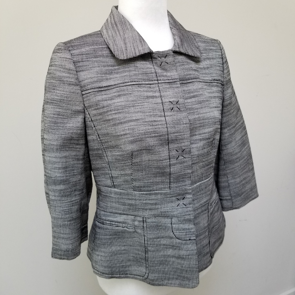Ann Taylor Blazer Gray and Black Size 8 Petite